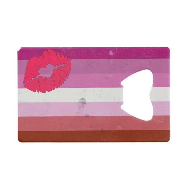 Lesbisch (Lipstick) Geldbeutel Flaschenöffner (Vorderseite (Horizontal))