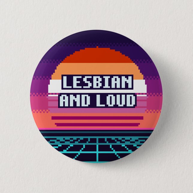 Lesbisch und laut stolz Pixel-Button Button (Vorderseite)