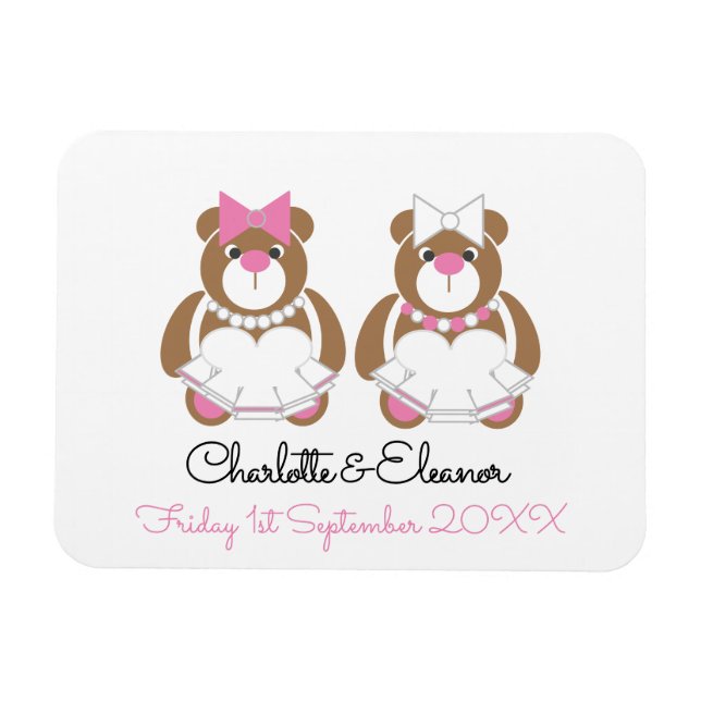 Lesbisch Wedding Teddy Bar Brides Geschenk oder Gu Magnet (Horizontal)