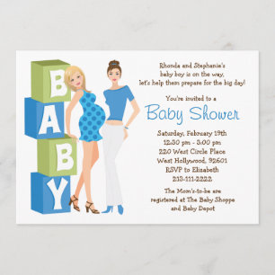 Lesbische Babyparty-Einladung für Jungen Einladung
