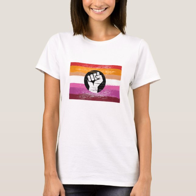 Lesbische bemalte Protestflagge T-Shirt (Vorderseite)