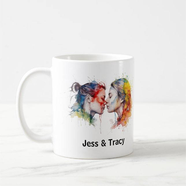 Lesbische Couple Kiss Pride Monatsmonat Tasse, kun Kaffeetasse (Links)
