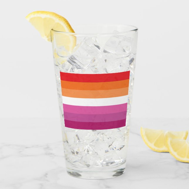 Lesbische Flagge Glas (Vorderseite Ice)
