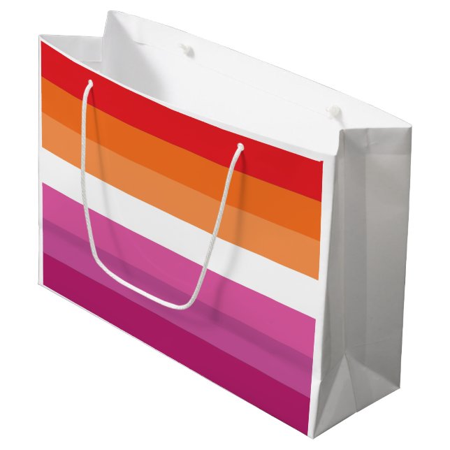 Lesbische Flagge Große Geschenktüte (Vorderseite Schrägansicht)