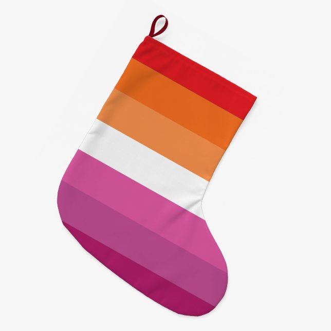 Lesbische Flagge Großer Weihnachtsstrumpf (Vorderansicht (hängend))