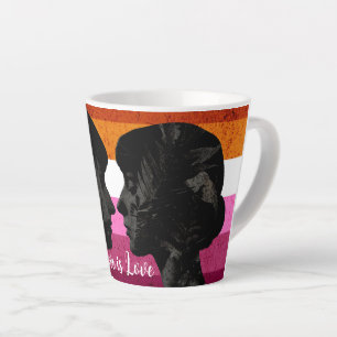 Lesbische Flagge mit zwei weiblichen Silhouetten Milchtasse