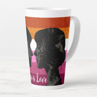 Lesbische Flagge mit zwei weiblichen Silhouetten Milchtasse
