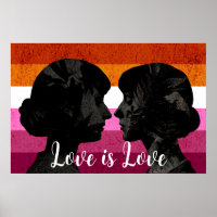 Lesbische Flagge mit zwei weiblichen Silhouetten