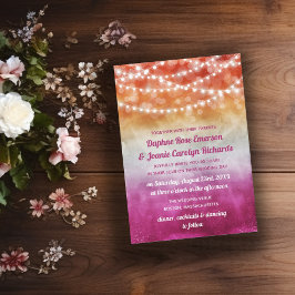 Lesbische Flagge Ombre String Lights Wedding Einladung