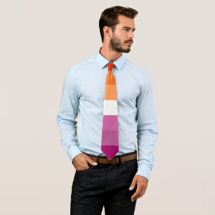 Lesbische Flagge Orange Pink Fuchsia Streifen LGBT Krawatte