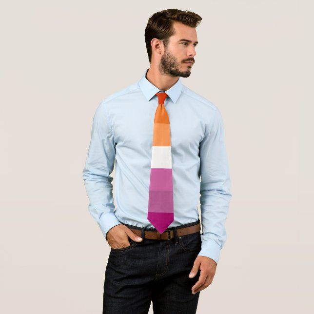 Lesbische Flagge Orange Pink Fuchsia Streifen LGBT Krawatte (Beispiel)