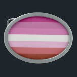 Lesbische Flagge Ovale Gürtelschnalle<br><div class="desc">Die lesbische Lippenstift-Fahne wurde mit der Entfernung des Kusses modifiziert.</div>