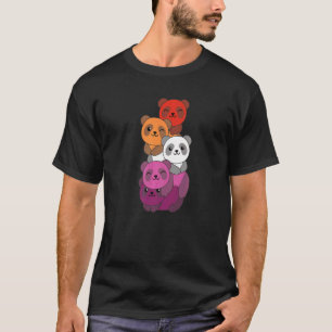 Lesbische Flagge Pile Pride Lgbtq Pandas Niedlich  T-Shirt