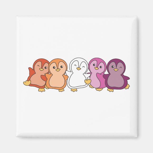 Lesbische Flagge Pride Lgbtq Niedlich Pinguin Magn Magnet (Vorne)