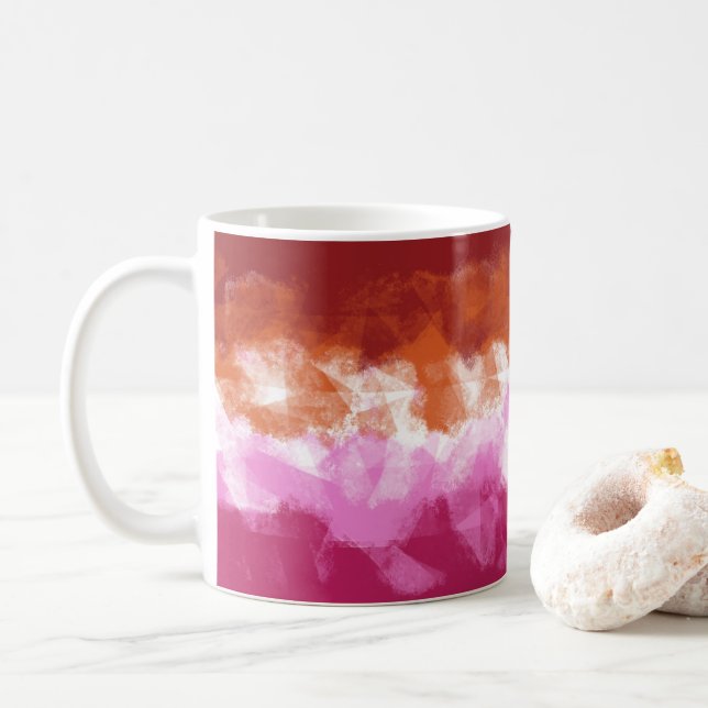 Lesbische Flaggenfarben Kaffeetasse (Mit Donut)