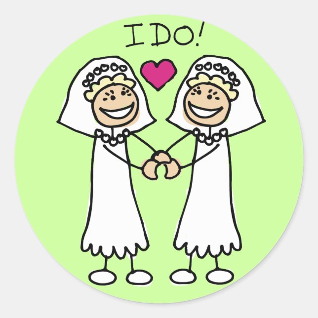 Lesbische Gastgeschenke Hochzeiten Runder Aufkleber (Vorderseite)