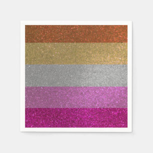 Lesbische Gay-Pride-Flagge Pink + Orange Glitter-P Serviette