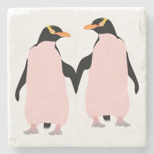 Lesbische Gay Pride Pinguine Holding Hands Steinuntersetzer