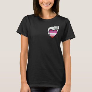 Lesbische Heart Cat Pocket Femme Liebe Lgbt Pride  T-Shirt