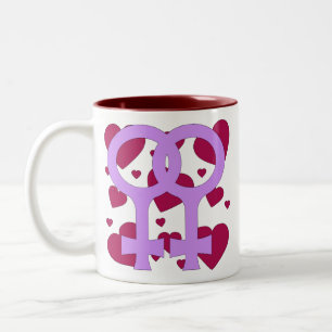 Lesbische Heirat-Herzen Zweifarbige Tasse