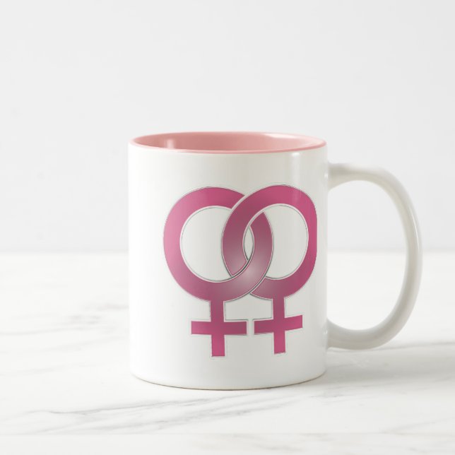 Lesbische Heirat Zweifarbige Tasse (Rechts)