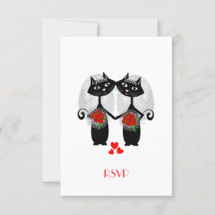 Lesbische Hochzeit Coole Katze Süße Bräute Hochzei RSVP Karte
