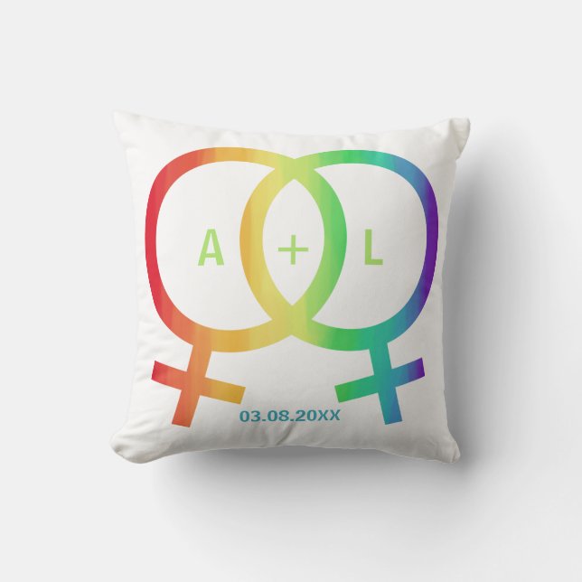 Lesbische Hochzeit Regenbogen-Venus-Symbol-| Kissen (Vorderseite)
