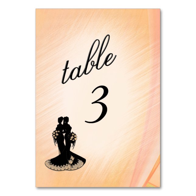 Lesbische HochzeitpfirsichTischnummer Tischnummer (Vorderseite)