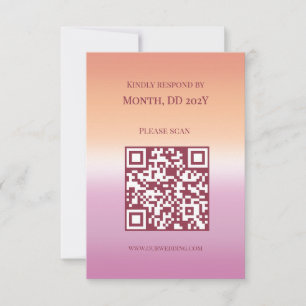 Lesbische Hochzeits-Pride-Flaggen-Verlaufs-QR-Code RSVP Karte