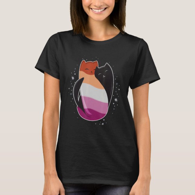 Lesbische Katze LGBT Pride Flag LGBT Gay Sapphic B T-Shirt (Vorderseite)