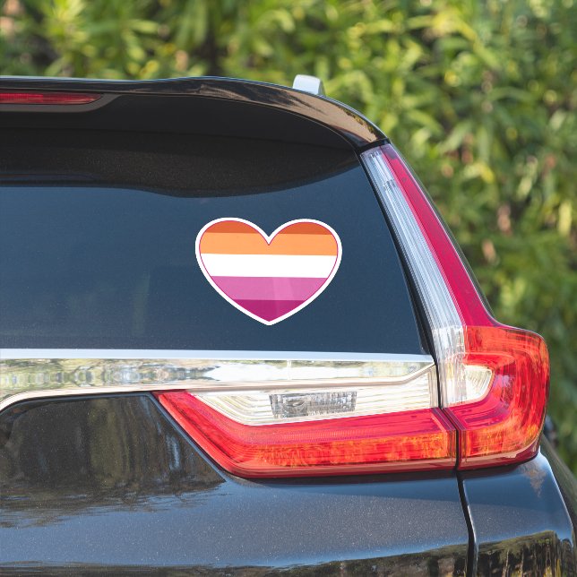 Lesbische LGBTQ+-Stolz und Unterstützung Rainbow H Aufkleber (Auto Seite)