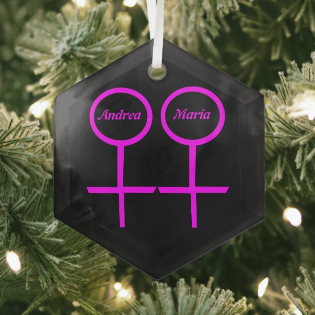 Lesbische Liebhaber Personalisiert Ornament Aus Glas (Insitu)