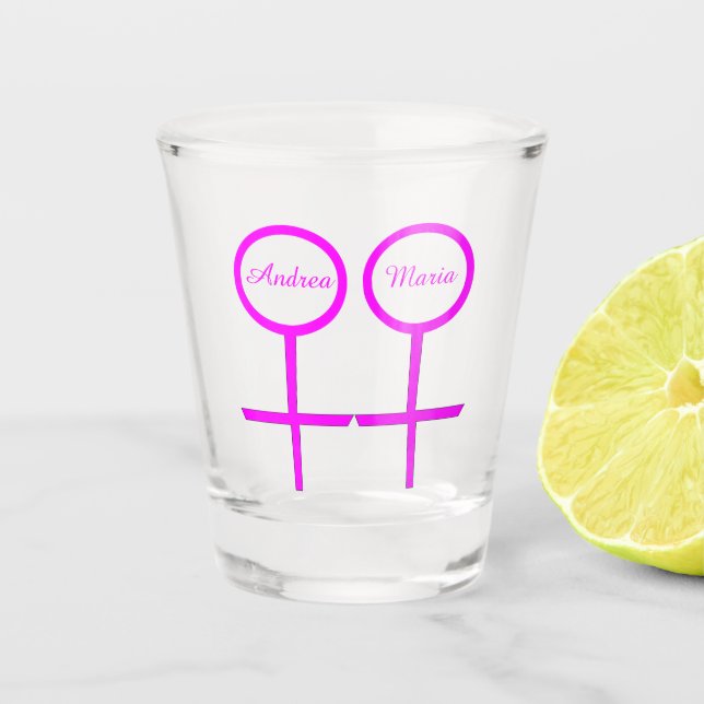 Lesbische Liebhaber Personalisiert Schnapsglas (Vorderseite)