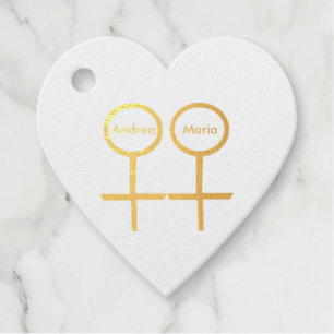 Lesbische Liebhaber Personalisierter Hochzeitsfoil Geschenkanhänger