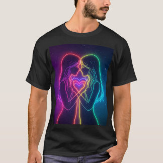 Lesbische Neonherzen T-Shirt