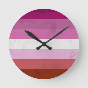 Lesbische Pinke Flagge Runde Wanduhr