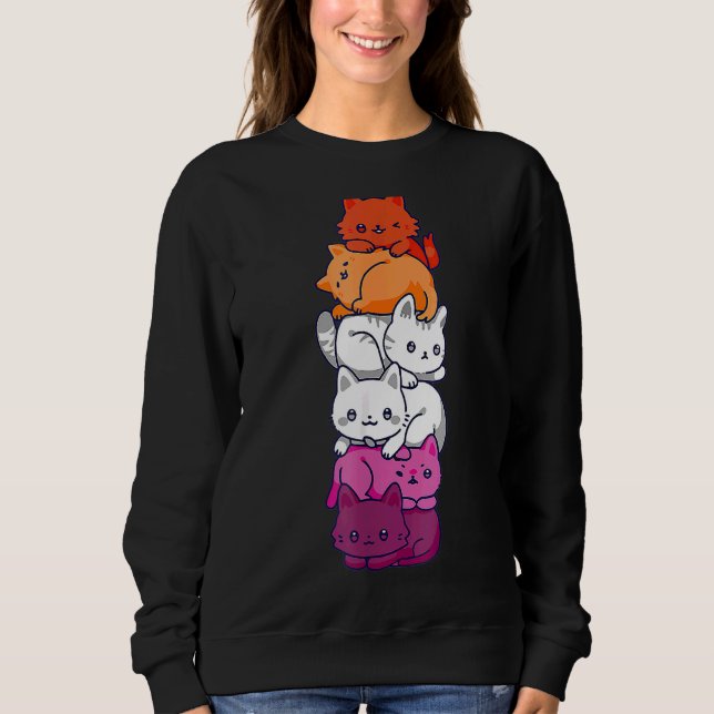 Lesbische Pride Cat Lgbt Gay Flag Niedlich Hütte u Sweatshirt (Vorderseite)