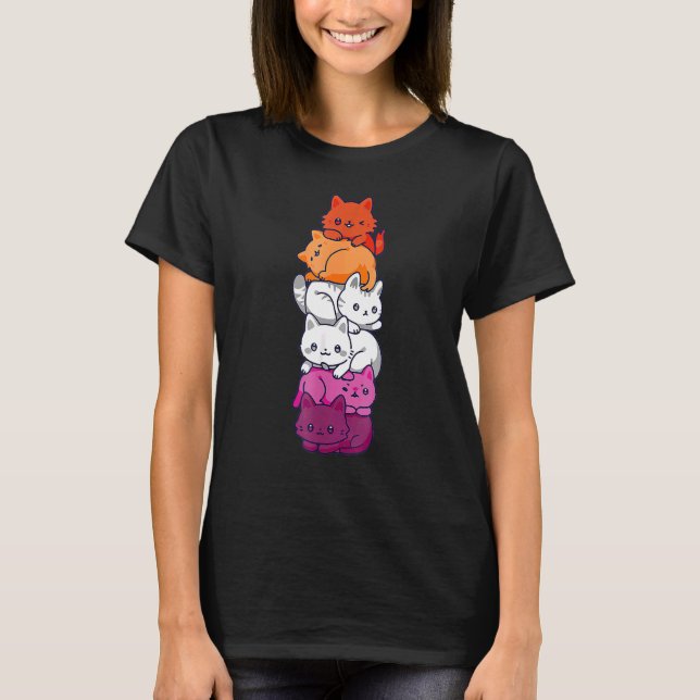 Lesbische Pride Cat Lgbt Gay Flag Niedlich Hütte u T-Shirt (Vorderseite)