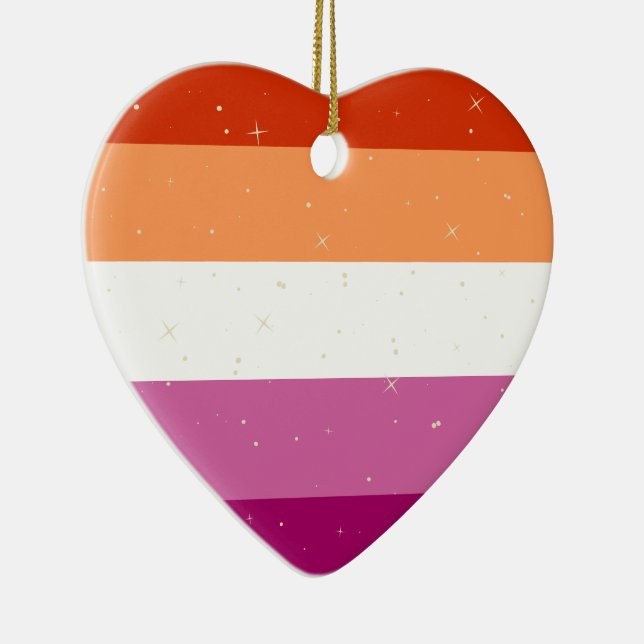 Lesbische Pride Flag Weihnachtsdekoration Keramik Ornament (Rechts)