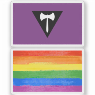 Lesbische Pride-Flagge Lila Axt Aufkleber