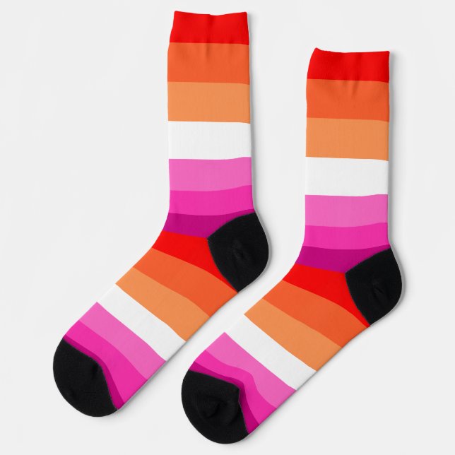 Lesbische PRIDE-Flaggensocken Socken (Linkes Detail)