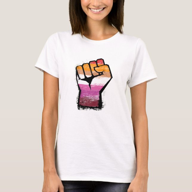 Lesbische Protestfaust T-Shirt (Vorderseite)