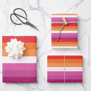 Lesbische Regenbogenflagge (Sonnenuntergang) Geschenkpapier Set