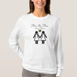 Lesbische Silhouette Brides mit Regenbogenherz T-Shirt