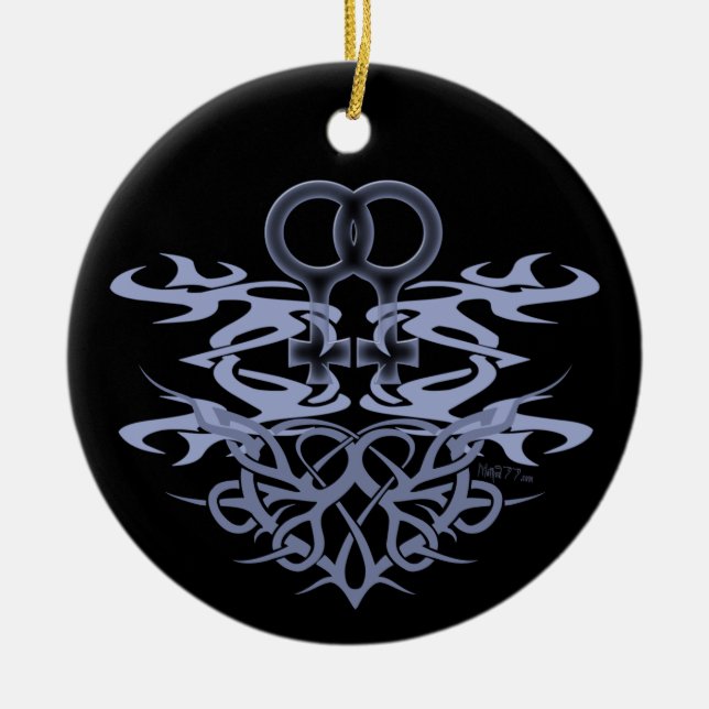 Lesbische Stammes- Herz-Gewohnheits-Verzierungen Keramik Ornament (Vorne)