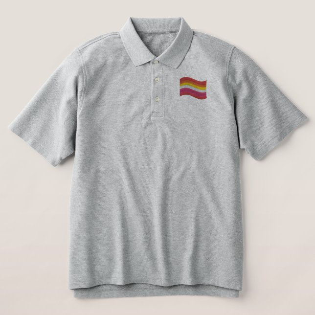 Lesbische Stolperflagge besticktes Polo-Shirt (Design Vorderseite)