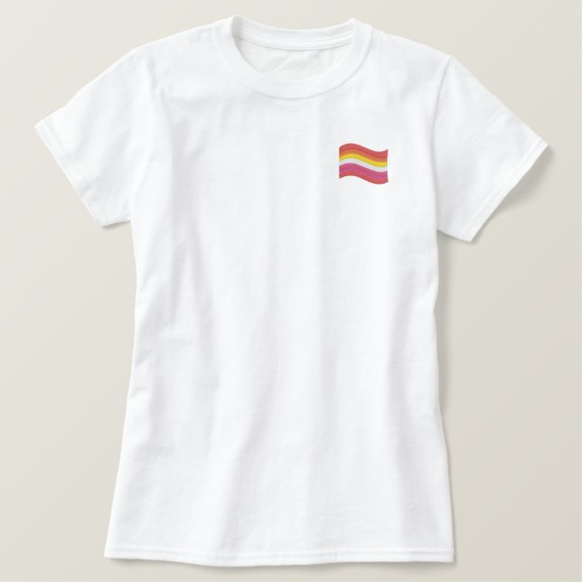 Lesbische Stolzflagge besticktes Shirt (Design vorne)
