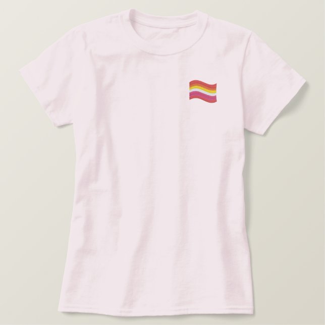 Lesbische Stolzflagge besticktes Shirt (Design vorne)