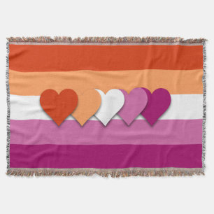 Lesbische Stolzflagge mit Herzen werfen Decke