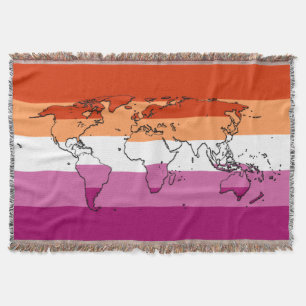 Lesbische Stolzflagge mit Weltkarte Decke